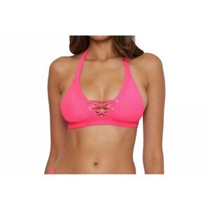 Becca By Rebecca Virtue Modern Edge Halter Bikini Top Size M